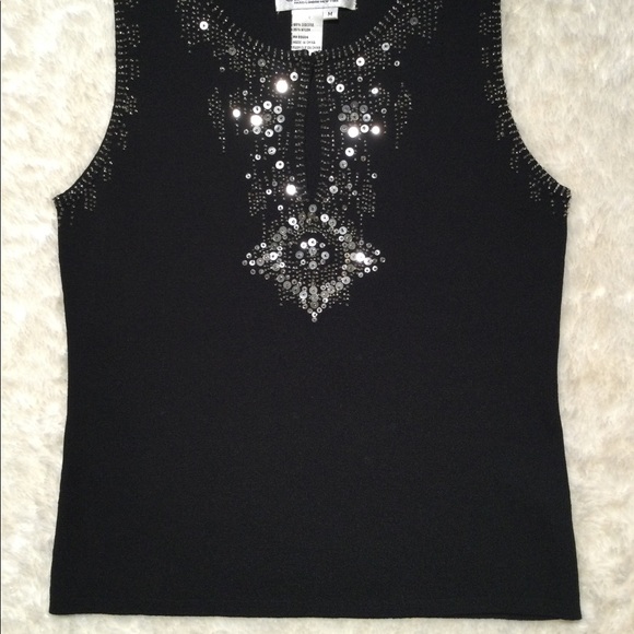 💎2xHP!💎 VINTAGE | Joseph A. | Exquisite Beaded Sequin Sleeveless Top - Picture 2 of 15